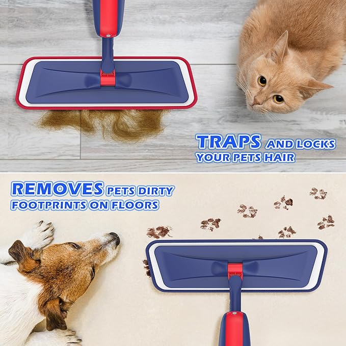 Spray Mops for Floor Cleaning: MEXERRIS Wet Dust Mops with 4 Washable Mopping Pads 2 Refillable Bottles - Flat Floor Mop with Sprayer Home Commercial Mop for Hardwood Wood Laminate Ceramic Tiles