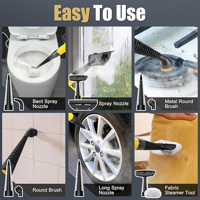 Pressurized Handheld Steam Cleaner for home with Safety Lock, 450ML/15.22OZ Tank & 10 Accessories, Multi-Surface Portable Steam Cleaner for Car,Furniture, Floor, Kitchen-Removes Stubborn Grime