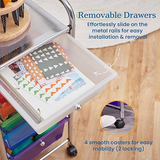 ECR4Kids 6-Drawer Everyday Mobile Organizer, Storage Cart, Assorted
