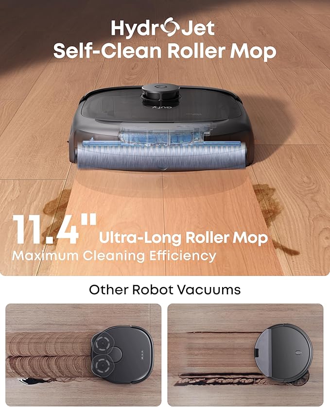 eufy Robot Vacuum E25, 20,000 Pa Turbo Suction,Roller Mop with HydroJet System, All-in-One Robot Vacuum and Mop Combo, Edge-to-Corner Cleaning, Zero-Tangle Design, AI Obstacle Avoidance (Upgraded)