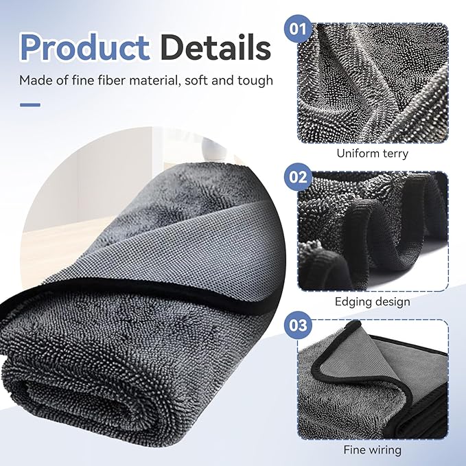 Shiny Wipes Shower Cleaning Cloths - 3pcs Super Absorbent Microfiber Bath Towels for Effortless Cleaning of Windows, Bathroom, Car & Home Toilet - Must-Have!（15.7x23.6in