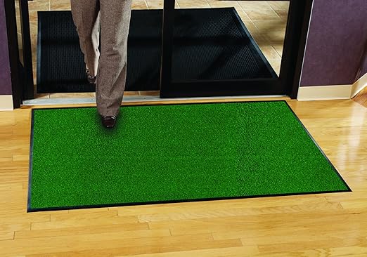 Guardian Platinum Series Indoor Wiper Floor Mat, Rubber with Nylon Carpet, 3'x19', Green
