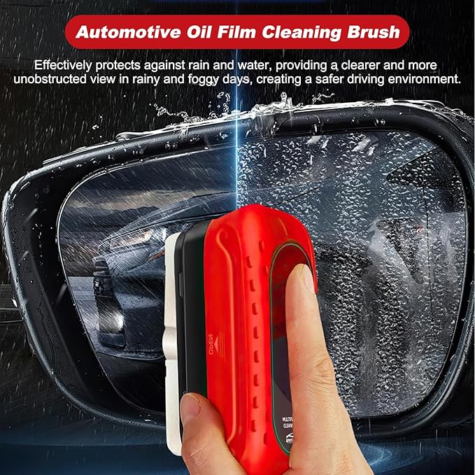 Automotive Oil Film Cleaning Brush for Car Windows, 2026 New Car Glass Oil Film Cleaner for Car Windshield, Clear Vision Glass Cleaner with Extra Cleaner, Anti-Rain Fog Glass Brush