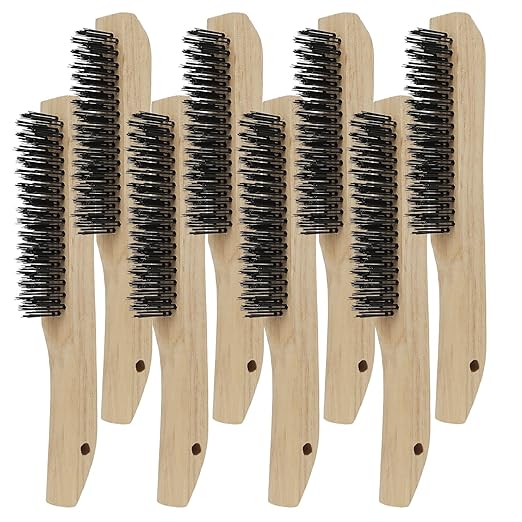 Wire Brushes Pack of 8. for Cleaning Welding Slag, Rust and Dust. 10" Heavy Duty Carbon Steel Shoe Handle Wire Scratch Brush