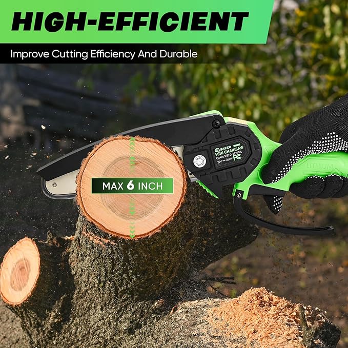 Saker Mini Chainsaw Cordless,6 Inch Chainsaw, Mini Electric Chainsaw Cordless Battery Powered,One-Hand Portable Chain Saw for Tree Trimming, Pruning&Wood Cutting,Valentine's Day Gifts for Men Husband