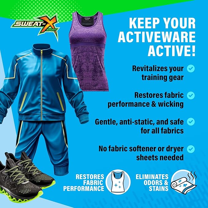 SWEAT X Free & Clear Laundry Detergent Liquid - Organic, Natural Non Toxic Laundry Detergent for Sensitive Skin - Gentle Washing Detergent for Activewear & Performance Fabrics - 45 Loads, 1 Bottle