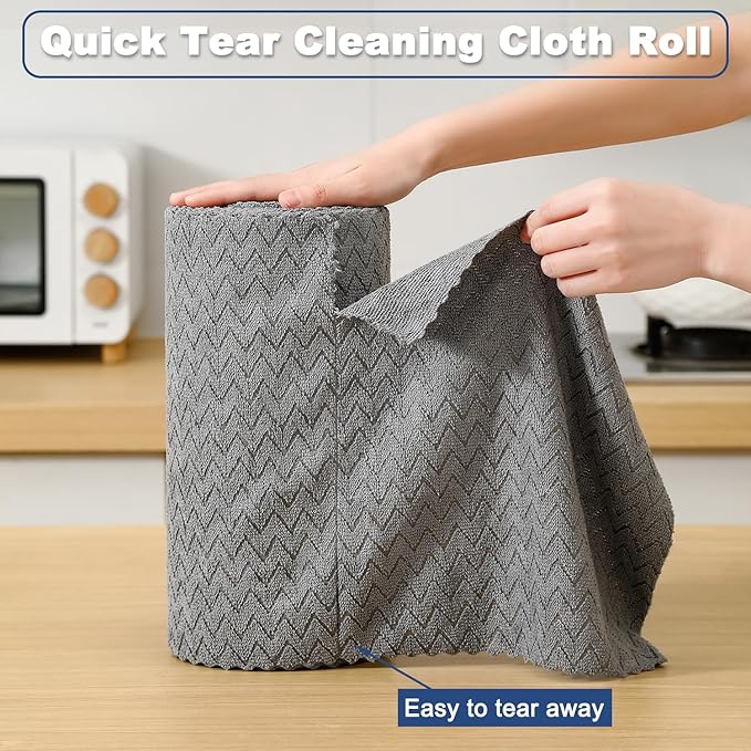 80 Pack Microfiber Cleaning Cloth Roll Reusable Paper Towels 12"x12" Tear Away Cloth,Absorbent Dish Rags for House Kitchen,Wash Cloths,Lint Free Rags for Window Cars Cleaning Supplies
