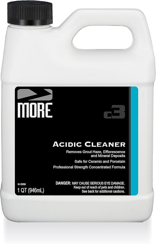 MORE Grout Cleaner for Tile Floors - Acidic Grout Cleaning Solution - Removes Cement-Based Grout Haze, Efflorescence and Mineral Deposits - Quart 32oz