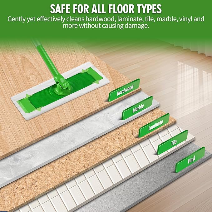 48 Count Wet Pad Refill Heavy Duty Compatible with Swiffer Sweeper Mop, Disposable Wet Mopping Cloths for Multi-Surface Floor Cleaning, Unscented