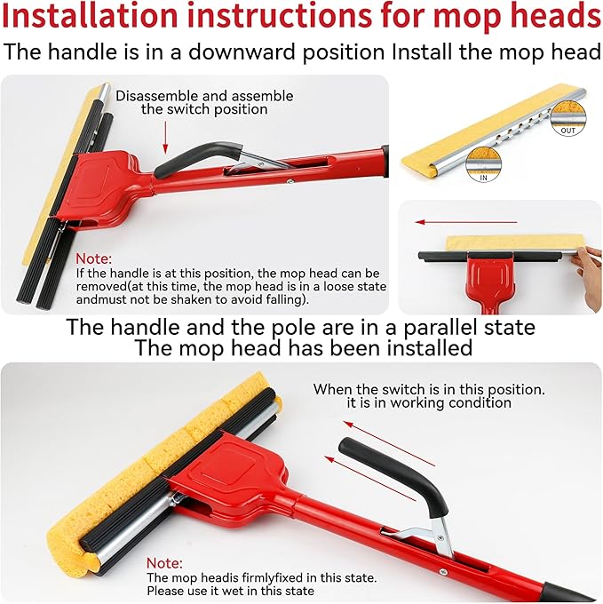 4 Pack of Replaceable Compressed Cellulose Sponge Mop Heads,Size:12.8 Inch(only 4 mop Heads not Include Handle)