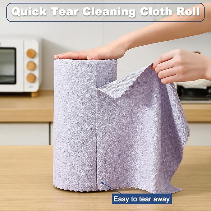 80 Pack Microfiber Cleaning Cloth Roll Reusable Paper Towels 12"x12" Tear Away Cloth,Absorbent Dish Rags for House Kitchen,Wash Cloths,Lint Free Rags for Window Cars Cleaning Supplies