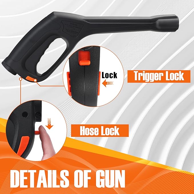 JOEJET Pressure Washer Spray Gun with Extension Wand and 5 Nozzle Tips, Compatible with Some Portland Husky Black Decker Ford Pulsar ShopForce Taskforce Powerwasher Power Washer