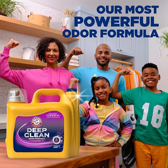 ARM & HAMMER™ Deep Clean Odor Formula Liquid Laundry Detergent, Laundry Odor Remover, Radiant Burst Scent, 150 Fl Oz, 100 Loads