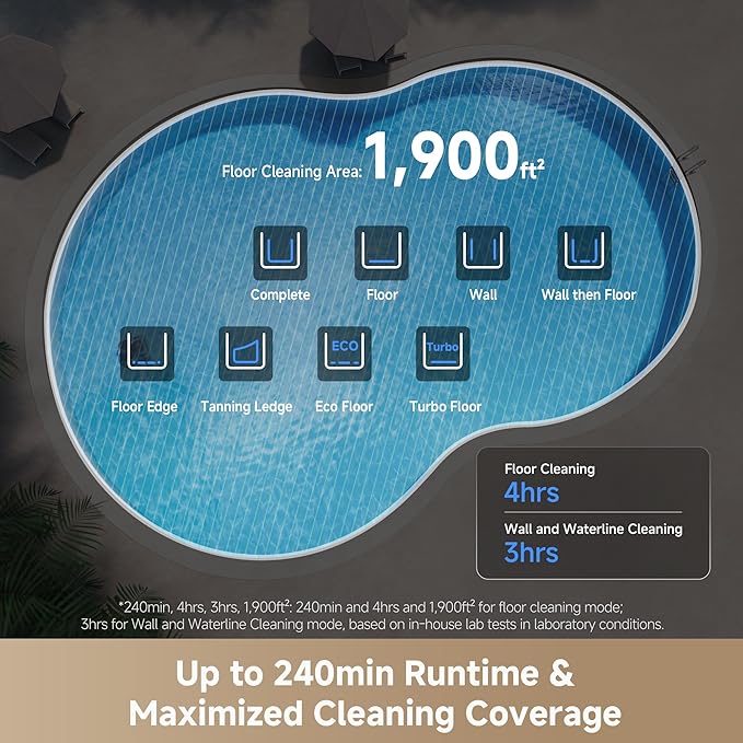 Mova Diver A10 Cordless Robotic Pool Vacuum Cleaner, 6,000GPH Suction, 240min Runtime, Wall Climbing & Double-Pass Waterline Scrubbing, AI-Powered Edge Cleaning & Path Planning, Auto Parking, 8 Modes