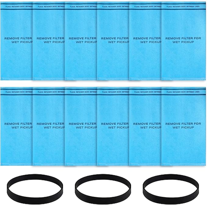 12 Pack 38737 Dust Filter Bags Replacement for Craftsman 2 to 2.5 Gallon Wet/Dry Vacuums and Powerhead Bucket Vac, with 3 Retaining Bands Blue, Part# 9-38737/CMXZVBE38737, WORKSHOP, WS01025F2, VF2000