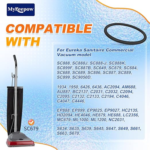 2 Pack Vacuum Belts for Sanitaire Commercial Upright SC679, Round Belt for Eureka Vacuum Cleaner,Replace Parts 30563B, 30563A