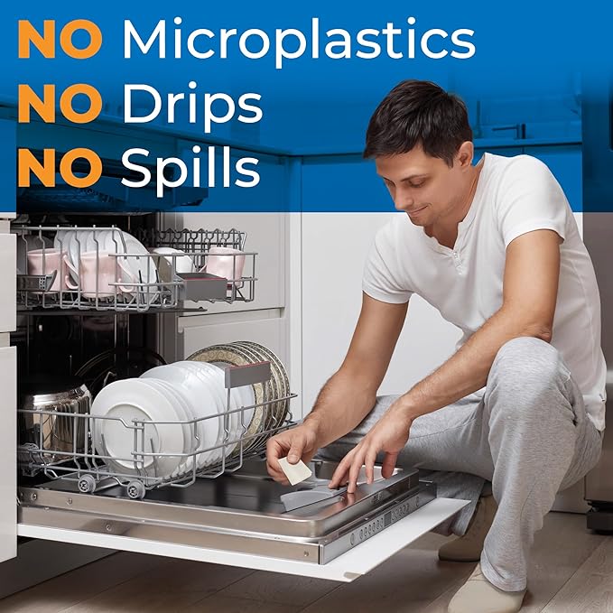 Gull living Eco-Friendly Dishwasher Detergent Sheets - Natural Dishwashing Detergent - Plant Based Dishwasher Soap Sheets - Unscented & Plastic Free Travel Size 10 loads with sustainable Packaging.