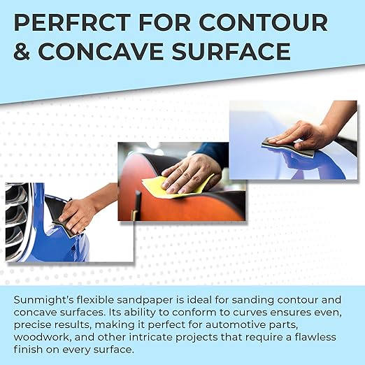 Sunmight 600G Grip 25 Flexible Sanding Sheets - Premium Aluminum Oxide - Flexible Sandpaper Film Backing - Ceramic Alumina Grit - Sandpaper for Wood, Metal, Plastic & Automotive