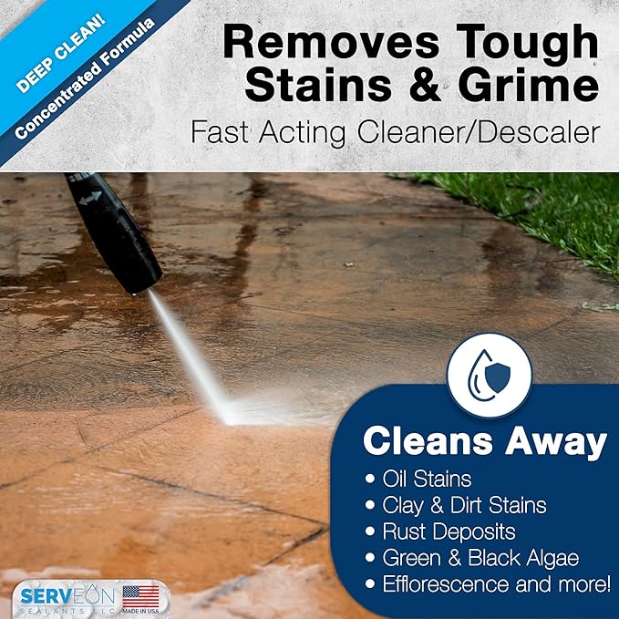 Concrete Cleaner (Concentrated Formula) Grout Stone Cleaner Water-Based Commercial Grade Outdoor Indoor Oil Stain Remover for Driveways Pavers Patios (1 Gallon) H2600