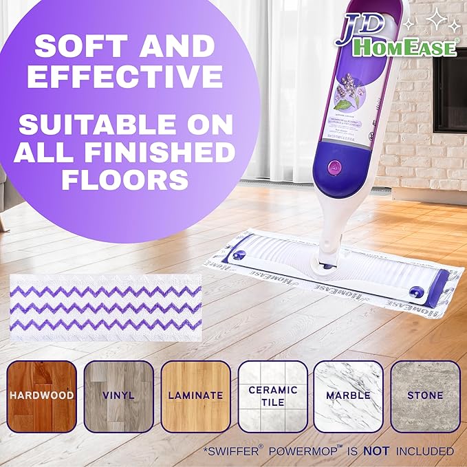 24 Pack Microfiber Disposable Pads for Swiffer PowerMop Multi-Surface Mopping Pad Refills, Deep Clean Replacement