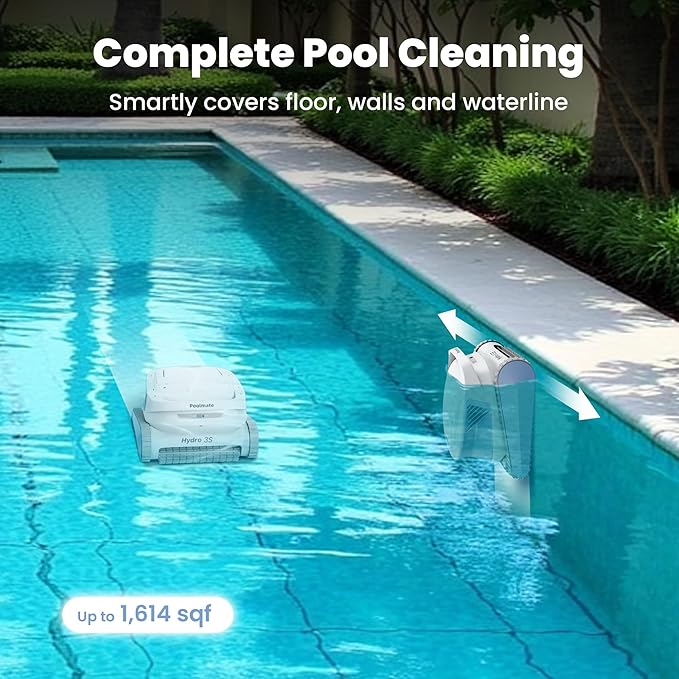 Chasing Hydro 3S Pool Vacuum for Inground Pools, Cordless Pool Cleaner 300 Mins Runtime for Above Ground Pools, Smart Navigation S-Path, 4.1L Filter Basket, Auto Waterline/Wall Cleaning