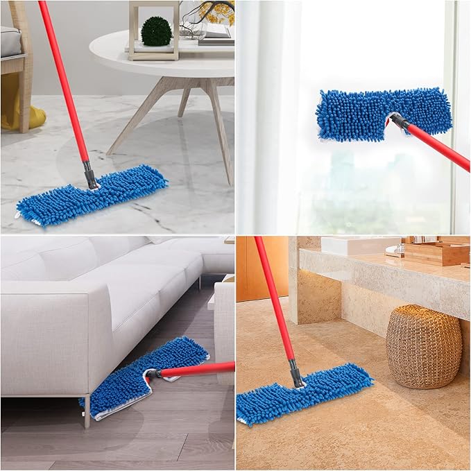3 Pack Mop Heads Replacement Compatible for Oceda Dual-Action Flip System, Dry and Wet Used, Chenille Double Sided Mop Refills Head for Most Hardwood Floors