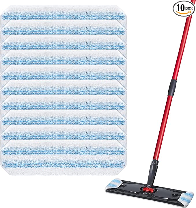 10 Pack H2prO Mop Pads Compatible with O Ceda H2PrO Flat Mo p System, 100% Microfiber Mop Head Replacements, Washable and Reusable, White