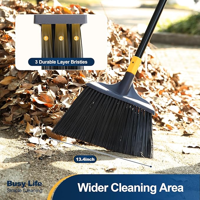 Yocada Heavy-Duty Broom Outdoor Commercial for Courtyard Garage Lobby Mall Market Floor Home Kitchen Room Office Pet Hair Rubbish 54Inch