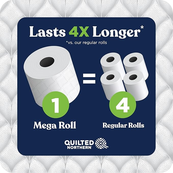 Quilted Northern Ultra Soft & Strong Toilet Paper, 4 Mega Rolls = 16 Regular Rolls, 5X Stronger*, Premium Soft Toilet Tissue