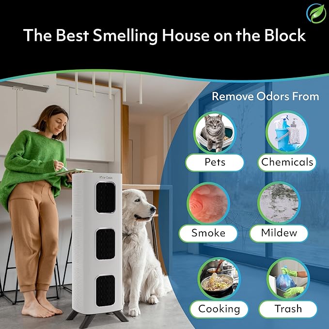 Air Oasis iAdaptAir 2.0 H13 HEPA Filter Air Purifier Reduces 99% of Viruses, Mold, Dust, Smoke, Pollen & Odors Quietest on The Market WiFi Compatible 3,975 Sq Ft of Clean Air