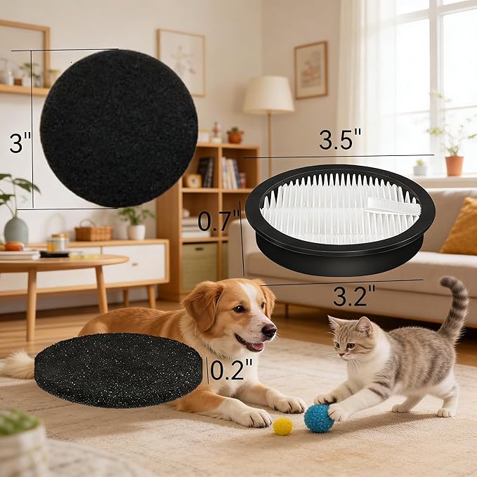 2 Pack HEPA Vacuum Replacement Filters for AFNOP Acevac11 Cordless Vacuum, Includes 4 Pre-Filter Sponge Sets