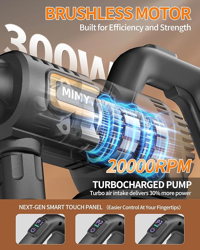 Cordless Pressure Washer Battery Powered; 1200PSI Cordless Power Washer with Brushless Motor, 4.0Ah Battery, 6-in-1 Nozzle, 3 Level; Handheld Portable Pressure Washer (5022-BK5)