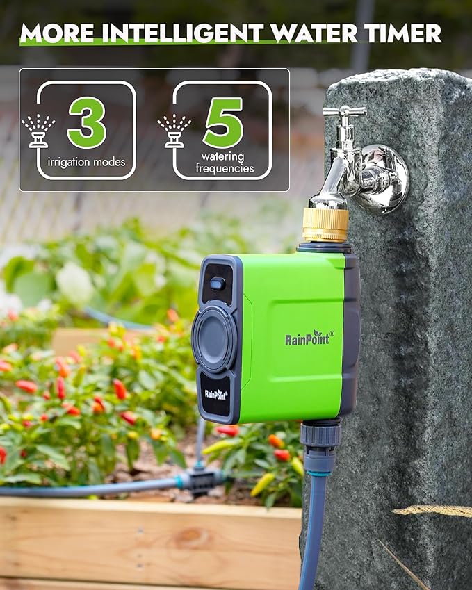 RAINPOINT WiFi Water Timer for Garden Hose, Brass Inlet WiFi Sprinkler Controller, Smart Hose Timer Valve with Ethernet Gateway, Rain Delay for Garden/Lawn (Support WiFi & Ethernet Connection)