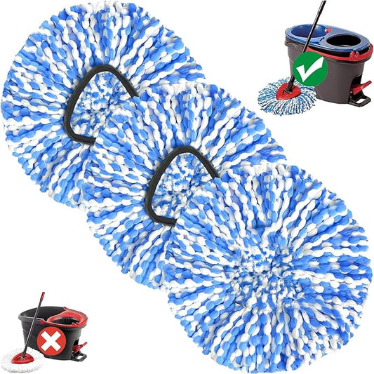 Spin Mop Replacement Head Compatible with O-Ceda 2-Tank Dual System RinseClean Microfiber Spin mop Refill for O Ceda Mop Replace Head (3 Pack)