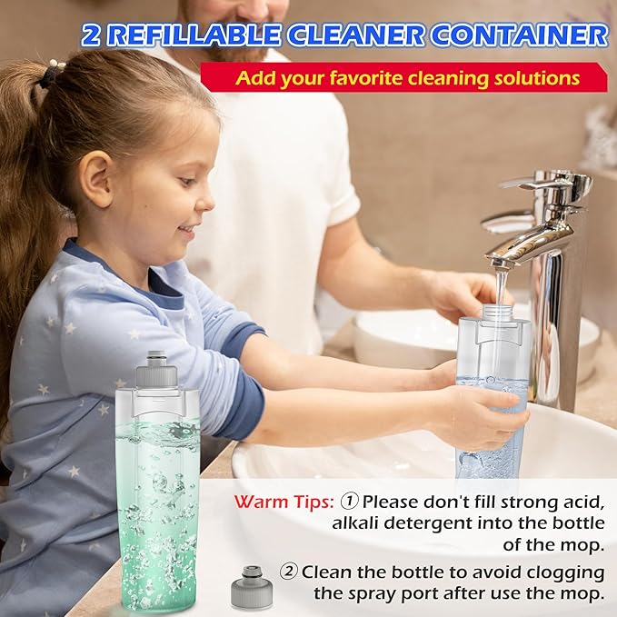 Spray Mops for Floor Cleaning: MEXERRIS Wet Dust Mops with 4 Washable Mopping Pads 2 Refillable Bottles - Flat Floor Mop with Sprayer Home Commercial Mop for Hardwood Wood Laminate Ceramic Tiles