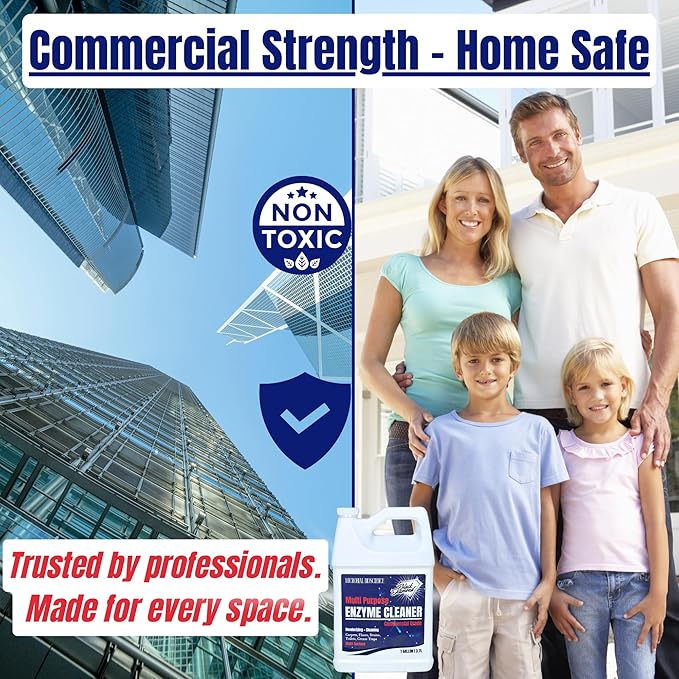 Commercial Multi-Purpose Enzyme Cleaner & Odor Eliminator | Pet & Human Urine, Stains & Odors | Carpet, Laundry, Bathroom, Drain & Trash Deodorizer | Dog, Cat, Organic Waste Remover (1 Gallon)