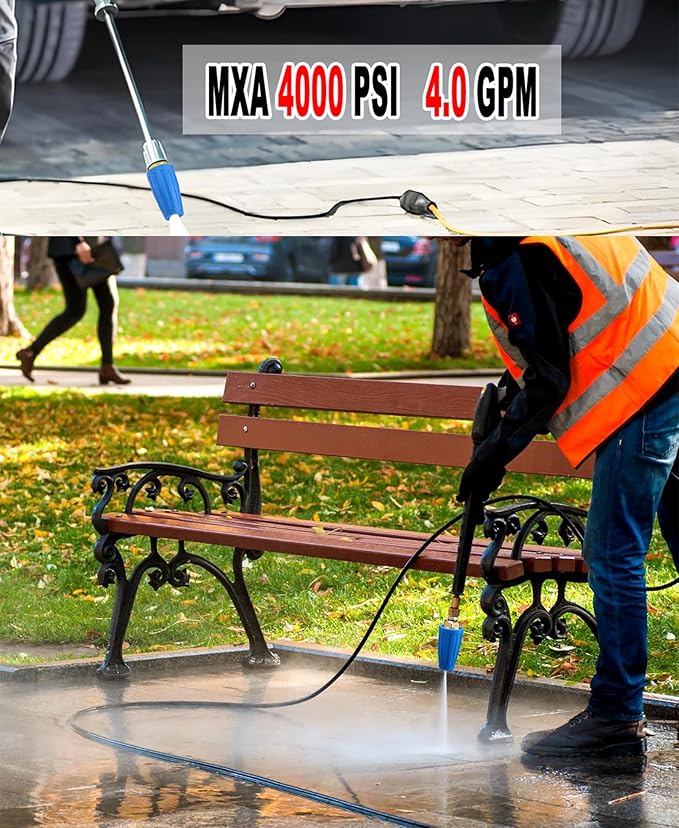 Turbo Nozzle Pressure Washer Tips,4000 PSI 4.0 GPM 4.0 Orifice,with 5 Pieces Spray Tips Kit Multiple Degrees(0, 15, 25, 40, 65 Degrees)(Blue-Single nozzle)