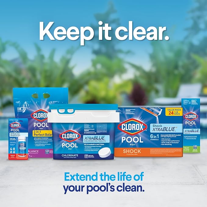 Clorox® Pool&Spa™ Shock XTRABLUE®, Kills Bacteria & Algae in Swimming Pools, Swim-Ready in 15 Minutes, (24-Pack)