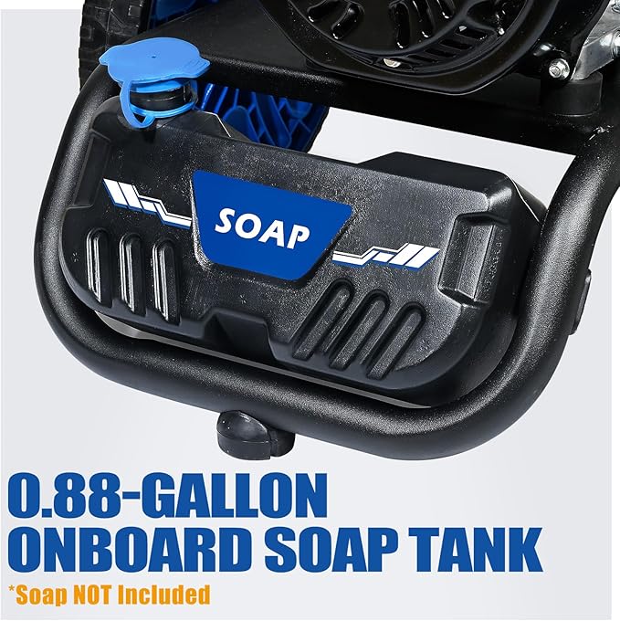 TOOLCY 3400 PSI & 2.8 GPM Gas Powered Pressure Washer with Onboard Soap Tank, Power Washer for Cleaning Cars Homes Patios Fences Driveways, Spray Gun, 5 Nozzles, 50FT Pressure Hose (Foldable Frame)