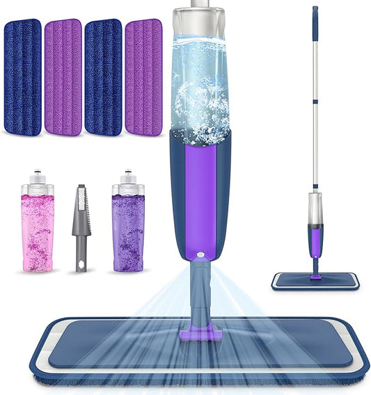 Spray Mops for Hardwood Floors Cleaning: MEXERRIS Wet Mop with 2 Refillable Bottles - Floor Mop with 4 Washable Pads for Swiffer PowerMop - Home Commercial Dry Dust Mops for Laminate Tile Vinyl Wood