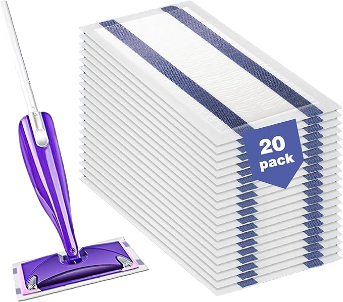 20-Pack Mopping Pad Refills Compatible with Swiffer WetJet Mop, Disposable Multi-Surface Cleaning Pads for Hardwood Floors and Other Surfaces