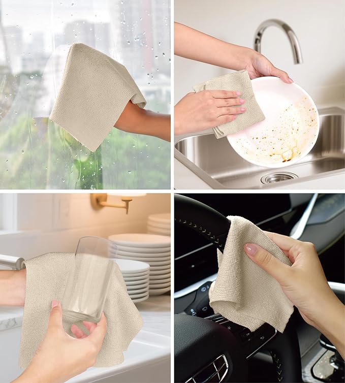 Microfiber Cleaning Cloth Roll - 100 Pack Tear Away Microfiber Paper Towels, Reusable, Washable, Scratch-Free, Kitchen Towels for Car, Home, Kitchen, Glass, Dishes(Desert Gold)