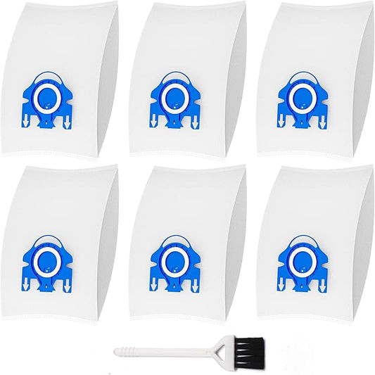 Vacuum Cleaner Bags Fit for Miele Classic C1 Complete C1 C2 C3 S227 S240 S270 S400 S2 S5 S8 Series, Include 6 Packs 3D Efficiency Airclean Bags with 2 Motor Protection Filters and 2 AirClean Filters