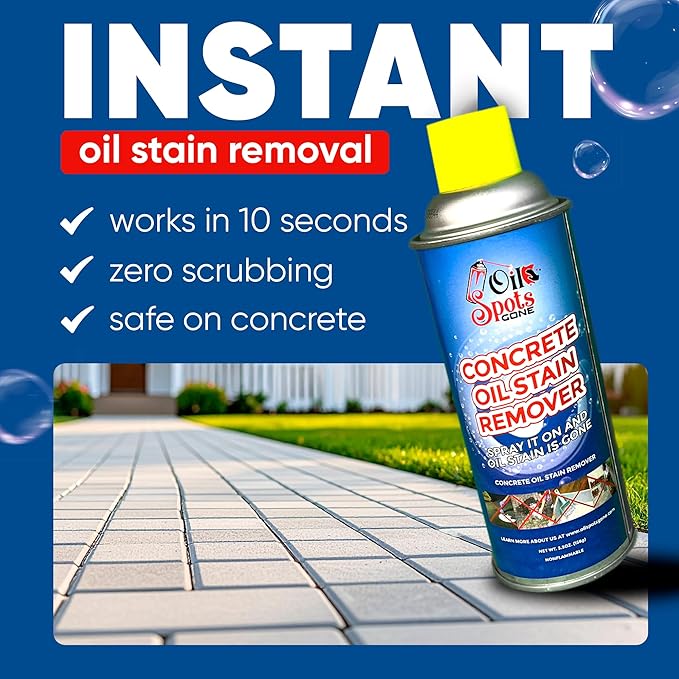 Oil Spots Gone – Concrete Oil Stain Remover Spray and Degreaser for Driveways – Heavy-Duty Oil Remover for Concrete, Pavers, and Stone – Fast Automotive Grease Clean Up, No Scrubbing Needed