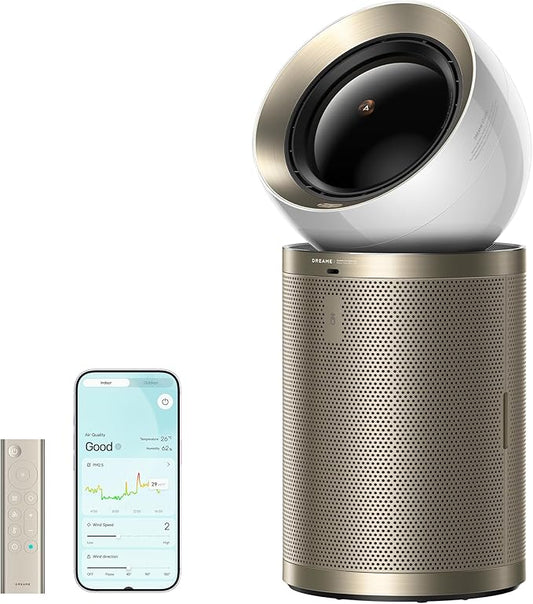 Dreame Smart Air Purifier PM20 for Home Large Room, Cleans 7,534 ft² in One Hour with 4 Filters, Dual-way Air Oulets, Al Tracking, Air Quality Monitor with 7 Sensors, 3-in-1 Purifier, Heater & Fan