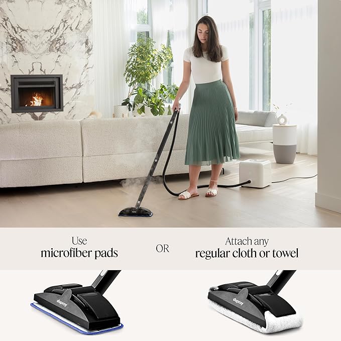 Dupray Neat Steam Cleaner with 22-Piece Accessory Kit – Versatile, Portable Steamer for Floors, Upholstery, Tiles, and More, removes 99.9% of Bacteria & Viruses* (incl. x6 Triangle Bonnets)