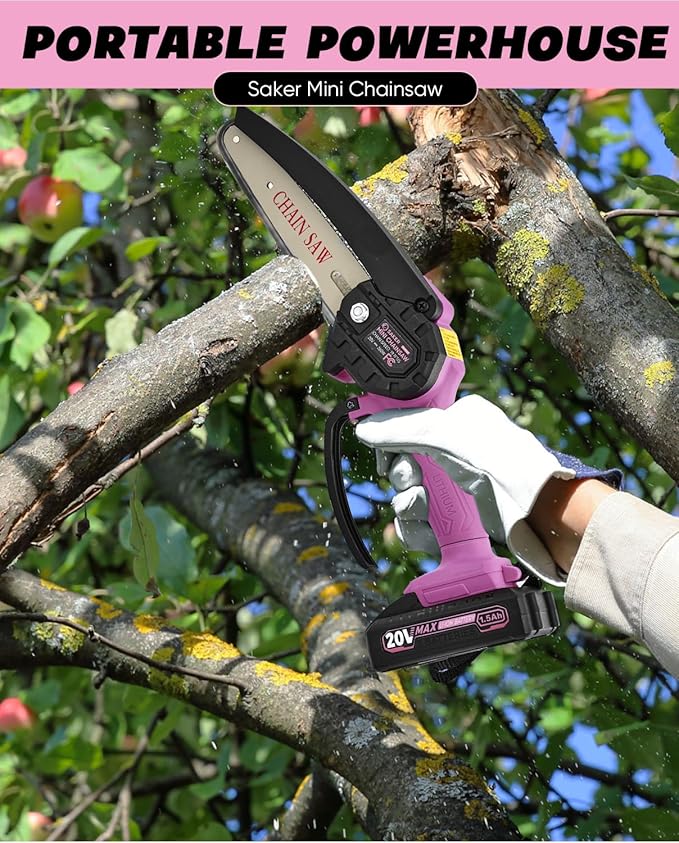 Saker Mini Chainsaw|6 Inch Chainsaws[2025 Upgraded]|Mini Cordless Electric Chain Saw|Small Handheld Portable Chain Saws Battery Powered Chain Saw for Tree Trimmer and Garden,Valentine's Day Gifts