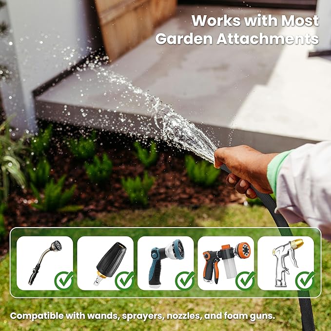 75ft Garden Hose – Lightweight & Flexible Water Hose, Leak-Proof Fabric & Non-Expandable with Shut-Off Valve for Yard, Outdoor Watering, Car Wash & RV