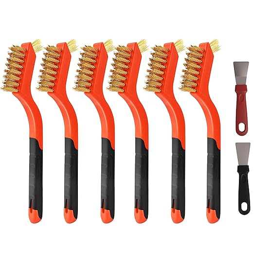 12 Pieces Brass Brush Set, Brass bristles for Cleaning Welding Slag and Rust,Scratch Brush with Mini Head & Hanging Hole for Everyday Cleaning