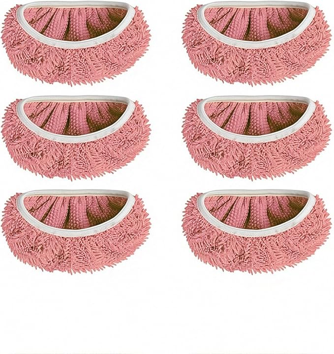 Chenille Mop Refill Pads for Home Use– Replacement Mop Heads for Floor Cleaning,Fits Most Standard Mops, for Hardwood Tile Laminate Floors (Pink 6PCS)